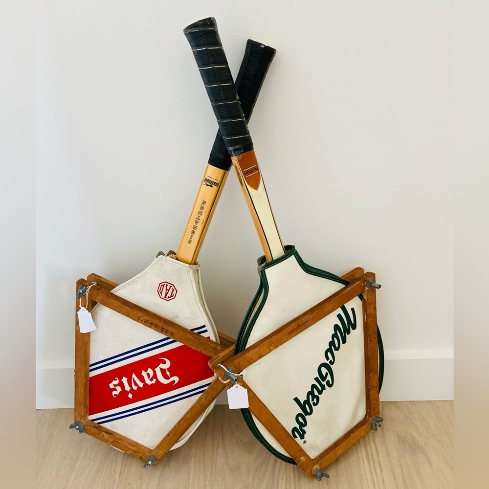 Vintage wooden badminton rackets a pair of of 2
